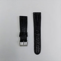 Unisex 24mm Black Lizard Leather Watch Band