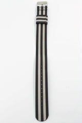 Unisex Grey and Black Striped Nylon 20mm Strap