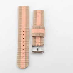 Unisex Pink and Brown Striped Nylon 20mm Strap