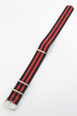 Unisex Red and Black Striped Nylon 20mm Strap