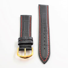 Unisex Textured Black Genuine Leather 20mm Band
