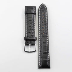 Unisex Textured Black Leather 20mm Band