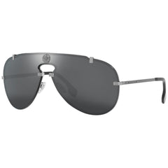 Versace Men's Sunglasses - Grey Mirror Black Lens Aviator Frame | VE2243 10016G
