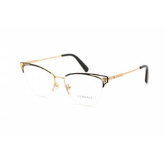 Versace Unisex Eyeglasses - Clear Lens Gold/Black Metal Cat Eye Frame | 0VE1280 1433