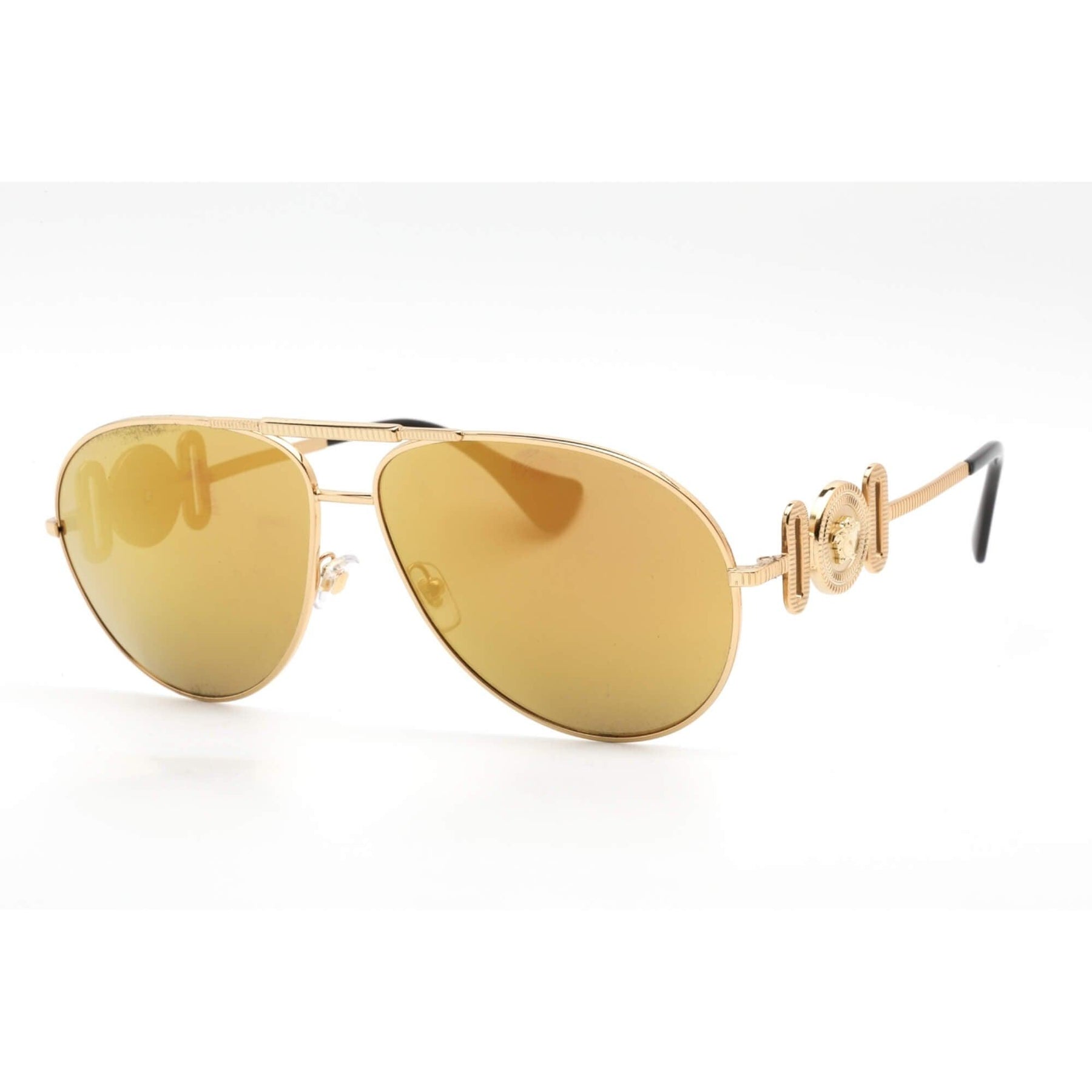Versace Unisex Sunglasses - Gold Aviator Frame Brown 