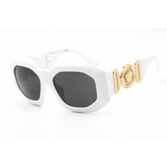 Versace Women's Sunglasses - White Shield Shape Frame Dark Grey Lens | VE4424U 314/87