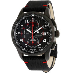 Victorinox Swiss Army Men's Automatic Watch - Airboss Black Dial Brown Strap | 241721