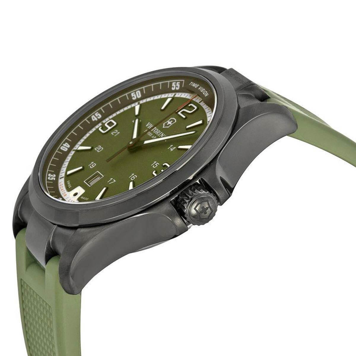 Victorinox Swiss Army Men's Quartz Watch Night Vision Green Rubber S