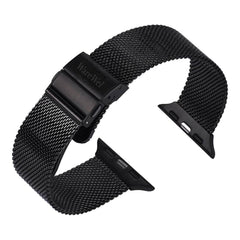 WareWel Apple Watch Compatible Mesh Bracelet with Integrated Adapter and Deployment Clasp