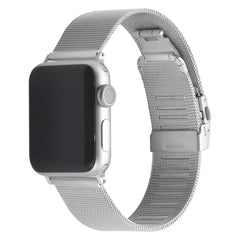 WareWel Apple Watch Compatible Stainless Steel Mesh Band with Deployment Clasp