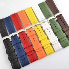 WareWel Premium FKM Rubber Replacement Watch Strap with Quick Release and Locking Eyelet
