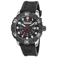 Wenger 0851.105 Men's Roadster Sport Black Bezel Black Dial Black Rubber Strap Watch