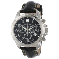 Wenger 78255 Men's GST Chrono Black Dial Black Leather Strap Watch