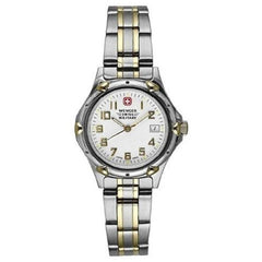 Wenger 79094 Men's Military White Dial Two Tone Stainless Steel Bracelet Watch