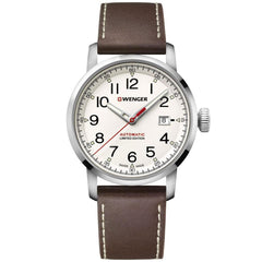 Wenger Men's Automatic Watch - Attitude Cream Dial Brown Leather Strap | 01.1546.101