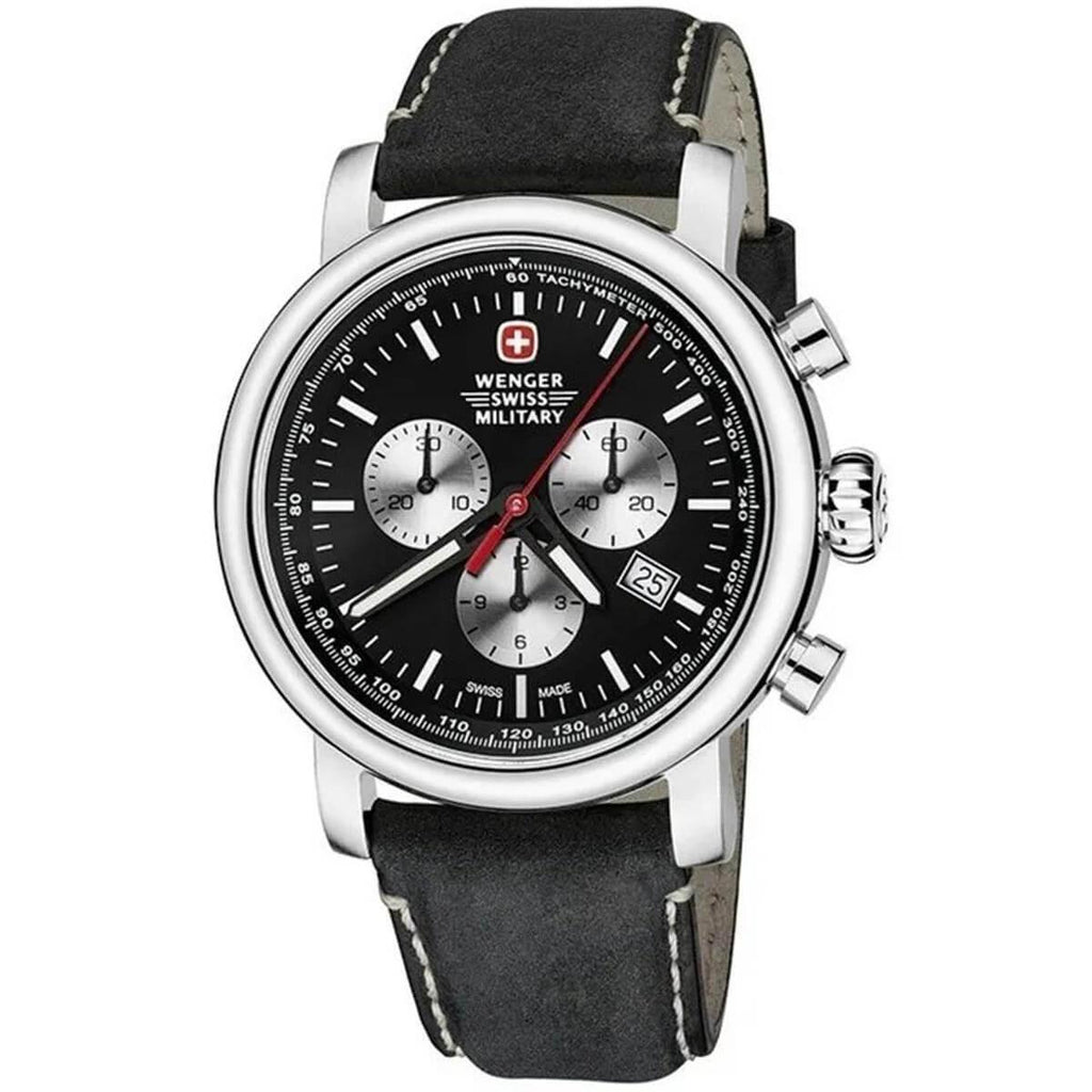 Wenger Men's Chronograph Watch Urban Classic Swiss Quartz Black Stra