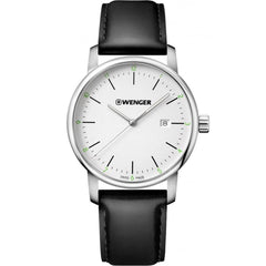 Wenger Men's Quartz Watch - Urban Classic Silver Dial Leather Strap | 01.1741.109