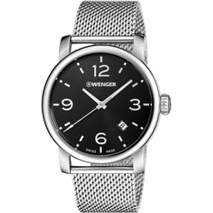 Wenger Men's Quartz Watch - Urban Metropolitan Black Dial Mesh Bracelet | 01.1041.124