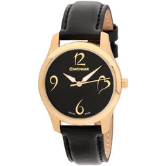 Wenger Women's Watch - City Very Lady Rose Gold Tone Case Black Strap | 01.1421.107
