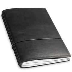 X17 Leather Notebook - A5 Plain, 5mm Squared and Lined, Black, 3 Inlays | 1-905-3B