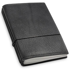 X17 Leather Notebook - A6 Plain, 5mm Squared and Lined, Black, 3 Inlays | 1-905-3B