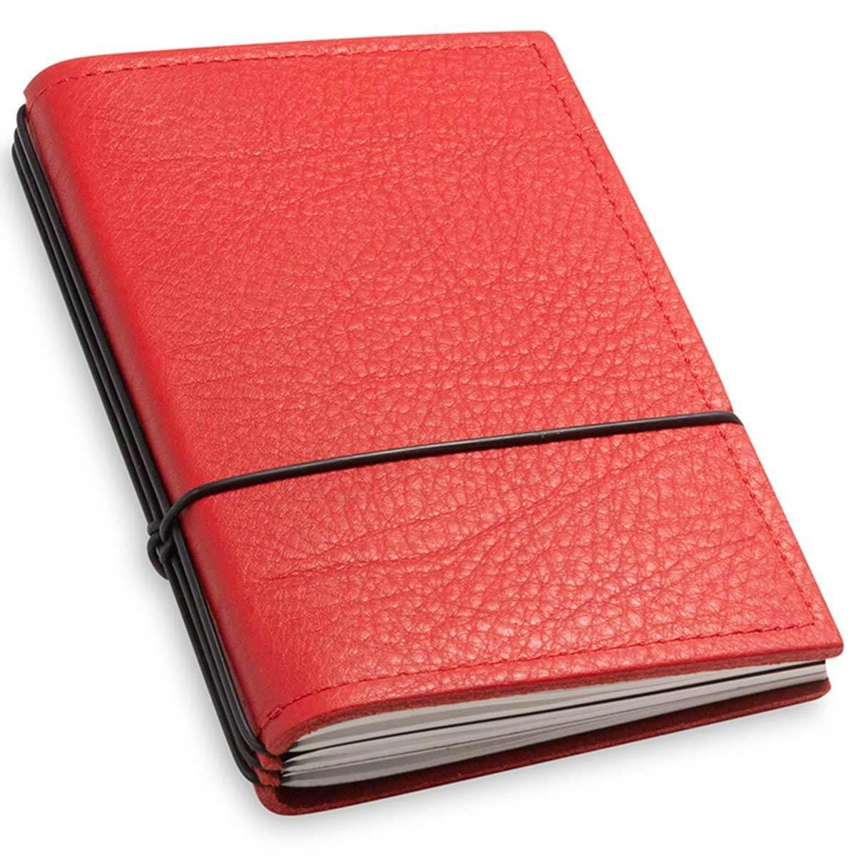 X17 Leather Notebook - A6 Plain, 5mm Squared and Lined, Red, 3 Inlays ...