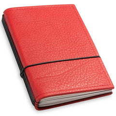 X17 Leather Notebook - A6 Plain, 5mm Squared and Lined, Red, 3 Inlays | 1-905-3R