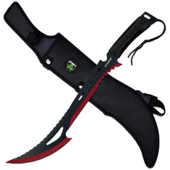 Z Hunter Machete Knife - Thick Black Stainless Steel Blade with Red Line | ZB-020BR