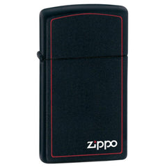 Zippo 1618ZB Slim Red Border Black Matte Windproof Logo Lighter