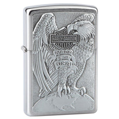 Zippo 200HDH231 Eagle Emblem Harley Davidson Brushed Chrome Windproof Lighter