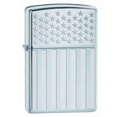 Zippo 250MP-AMER-FLAG Classic American Flag High Polish Chrome Windproof Lighter