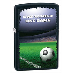 Zippo 28301 One World One Game Football Black Matte Powdercoat Classic Windproof Lighter