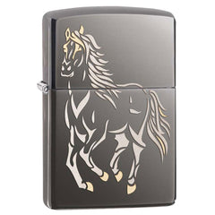 Zippo 28645 Classic Black Ice Running Horse Windproof Pocket Lighter