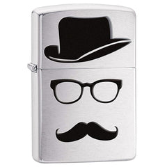 Zippo 28648 Classic Moustache And Hat Brushed Chrome Windproof Pocket Lighter
