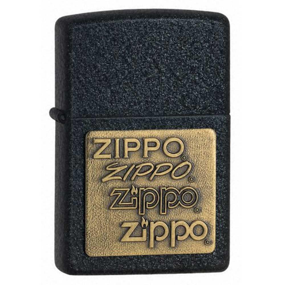 Zippo 362 Classic Black Crack Zippo Logo Brass Emblem