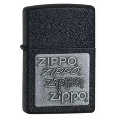 Zippo 363 Classic Black Crack Zippo Logo Pewter Emblem Windproof Pocket Lighter