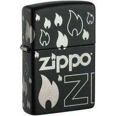 Zippo Lighter - Flame Matte Black Metal Construction Refillable Windproof | 48908