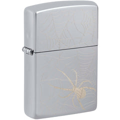 Zippo Lighter - Spider Web Design High Polish Chrome Refillable Windproof | 48767
