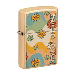 Zippo Pocket Lighter - Flower Power Design Brass Windproof Metal Construction | 48503