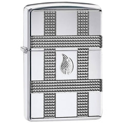 Zippo Pocket Lighter - Geometric Design Metal High Polished Chrome Finish | 49079