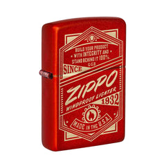 Zippo Pocket Lighter - Metallic Red It Works Design Brass Material Windproof | 48620