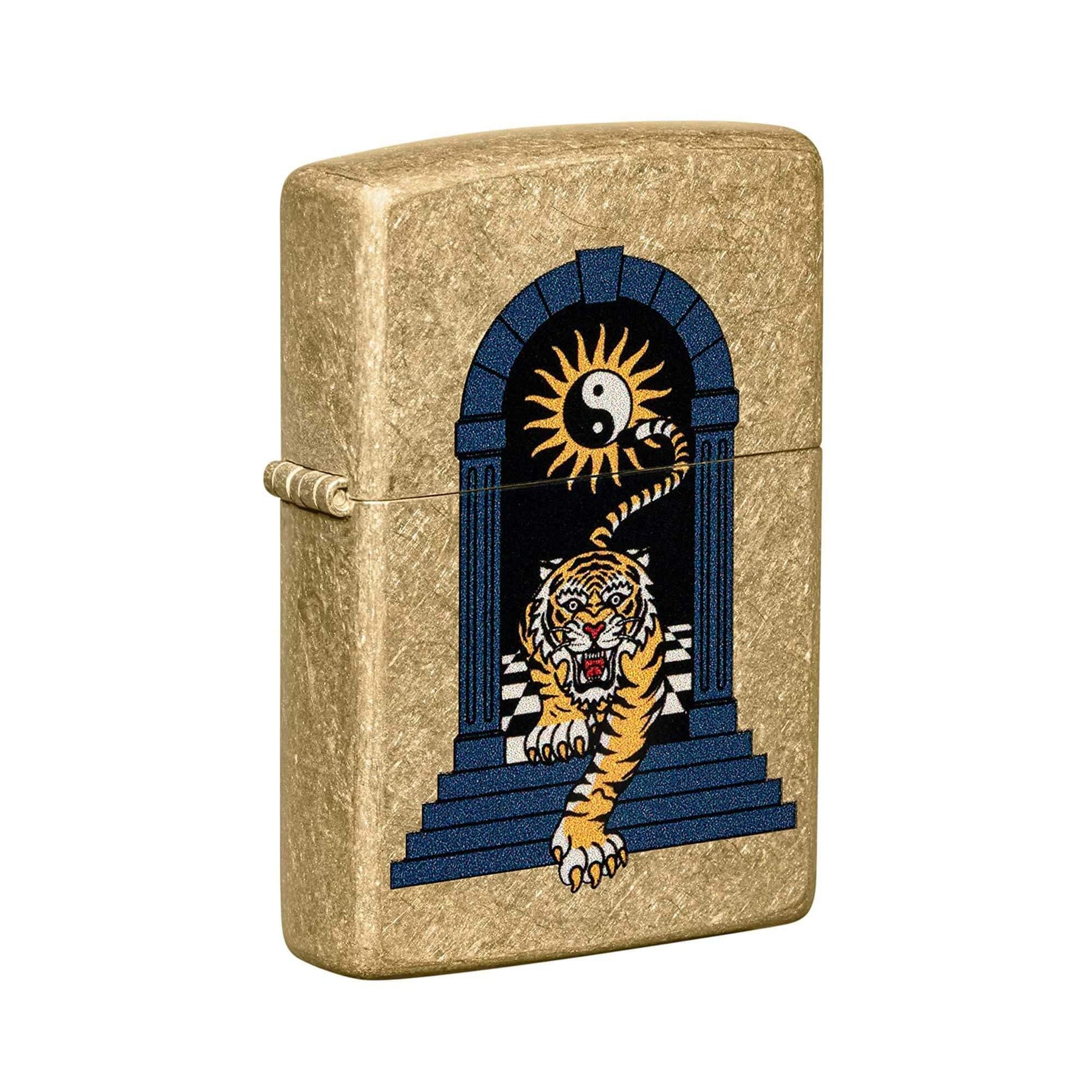 Zippo Pocket Lighter - Tiger Tattoo Design Brass Metal Windproof