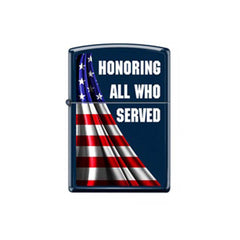 Zippo Windproof Lighter - All Who Served Design Blue Metal Genuine | 239-085668