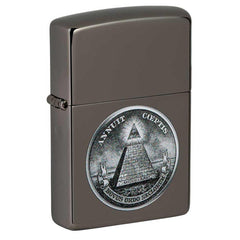 Zippo Windproof Lighter - American Dollar Design Black Ice Finish Pocket | 49395