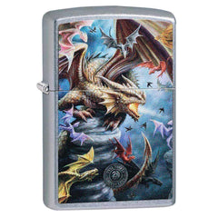 Zippo Windproof Lighter - Anne Stokes Dragon Street Chrome Finish | 49104