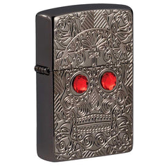 Zippo Windproof Lighter - Armor Crystal Skull Design High Polish Black Ice | 49300