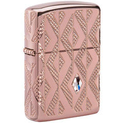Zippo Windproof Lighter - Armor Geometric Diamond Pattern Design Rose Gold | 49702