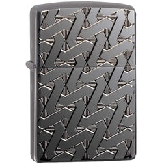 Zippo Windproof Lighter - Armor Geometric Weave Design High Polish Black Ice | 49173