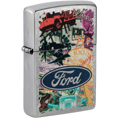 Zippo Windproof Lighter - Bold Collage Ford Logo in Color Image Design Metal | 48755