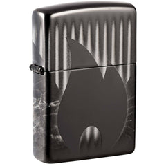 Zippo Windproof Lighter - Classic Flame Icon Design High Polish Black Metal | 48738